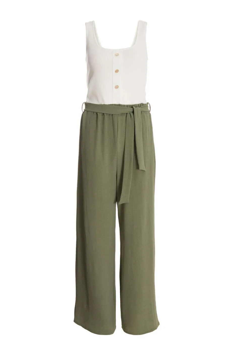 Quiz Khaki Contrast Ribbed Palazzo Jumpsuit Discount