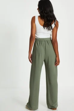 Quiz Khaki Contrast Ribbed Palazzo Jumpsuit Discount