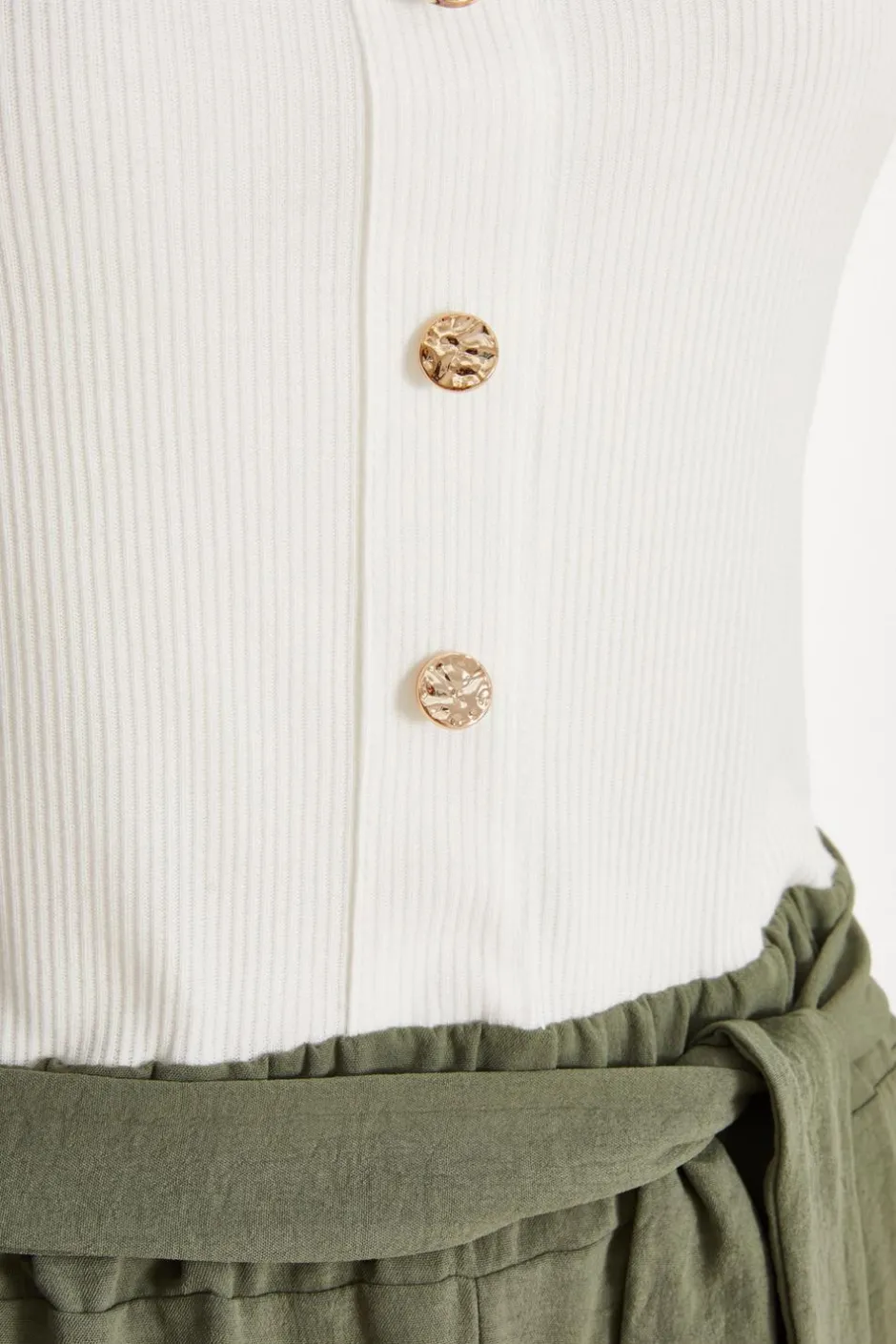Quiz Khaki Contrast Ribbed Palazzo Jumpsuit Discount