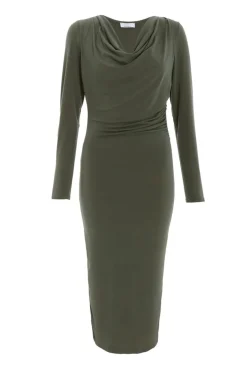 Quiz Khaki Cowl Neck Bodycon Midi Dress Best