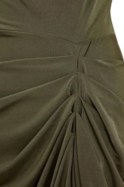 Quiz Cowl Neck Midi Dress Khaki Online