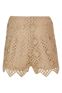 Quiz Crochet Shorts Khaki Hot