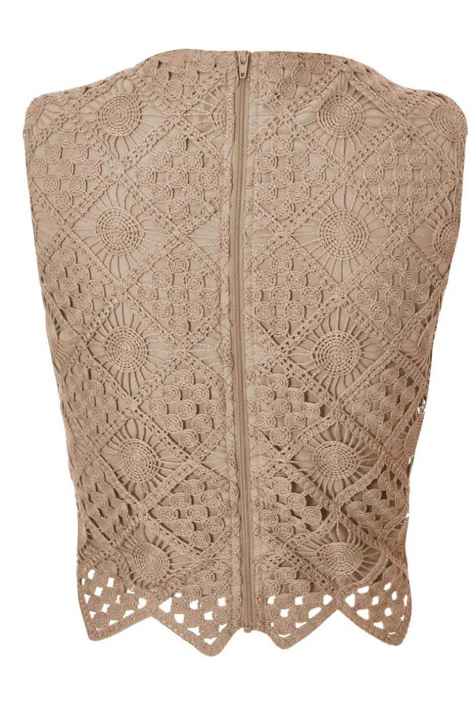 Quiz Crochet Tank Top Khaki Discount