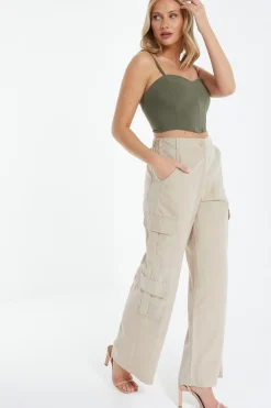 Quiz Khaki Cropped Corset Top Best