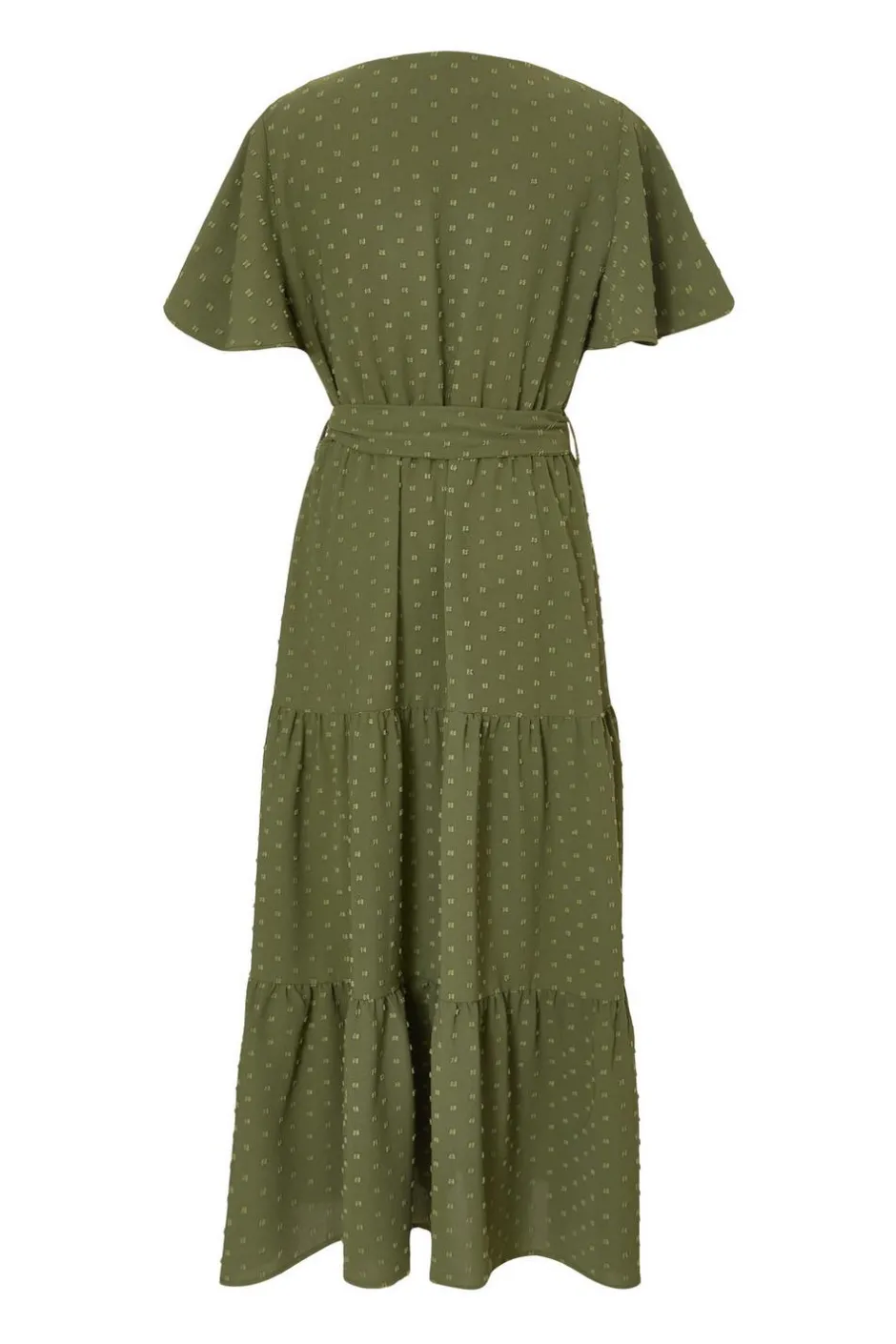 Quiz Dobby Tie Waist Midi Dress Khaki Sale