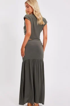 Quiz Khaki Drop Waist Midaxi Skirt Best