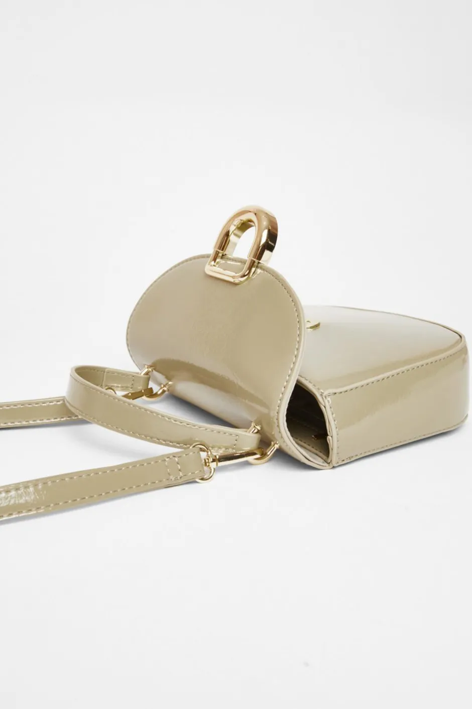 Quiz Faux Leather Top Handle Bag Khaki Online