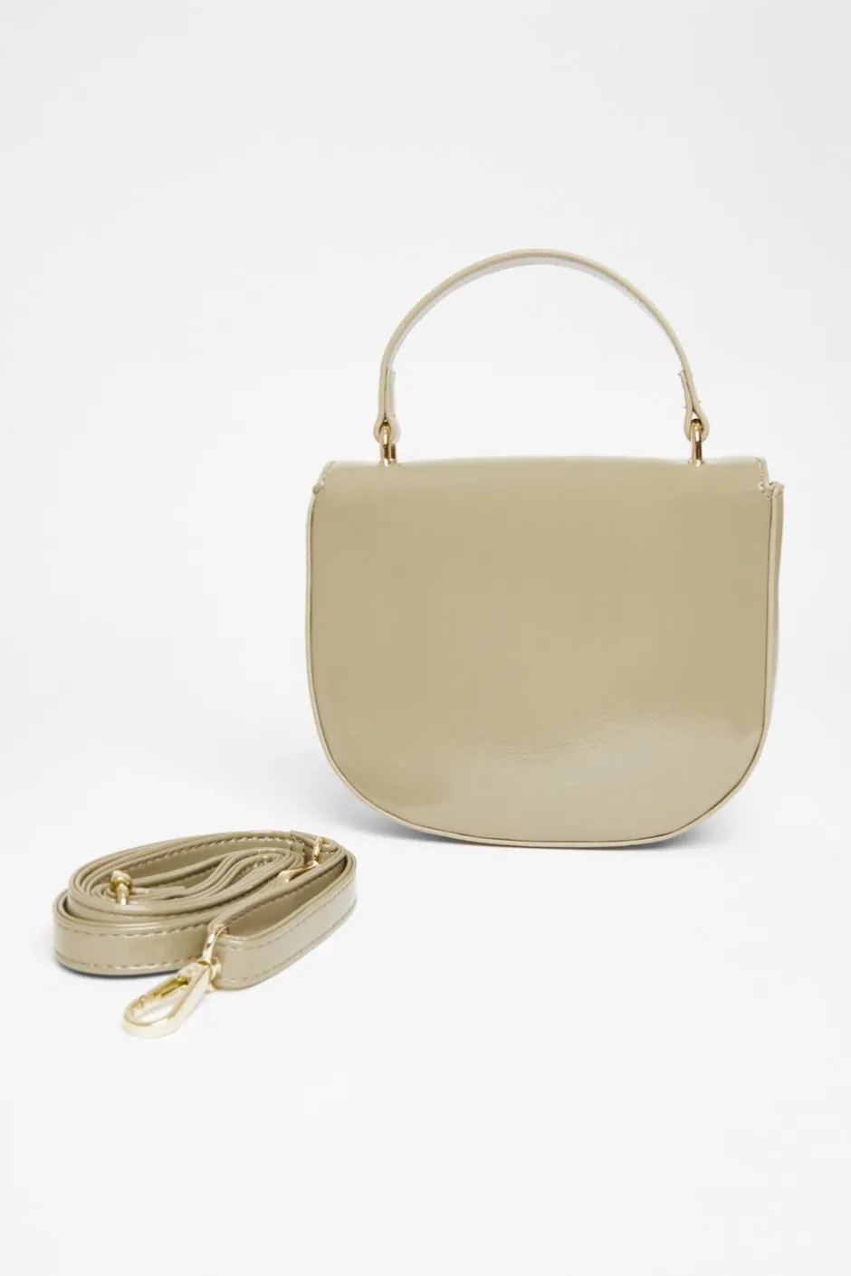 Quiz Faux Leather Top Handle Bag Khaki Online
