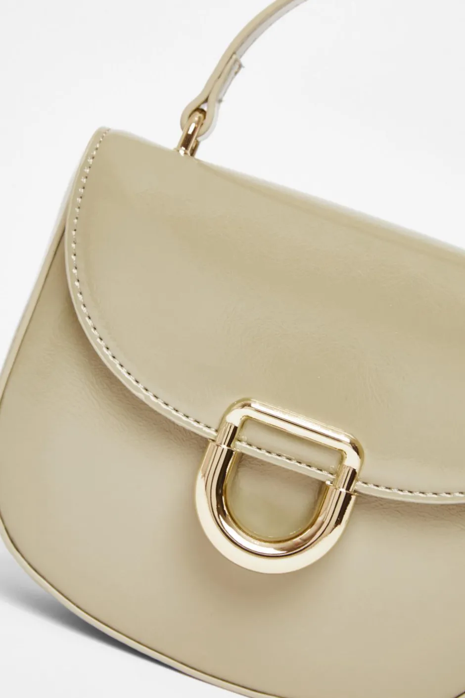 Quiz Faux Leather Top Handle Bag Khaki Online