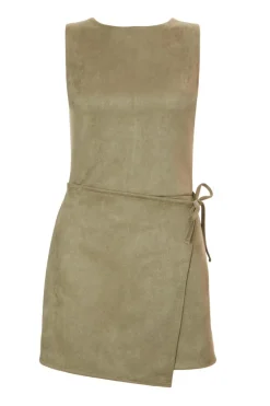 Quiz Faux Suede Playsuit Khaki Hot