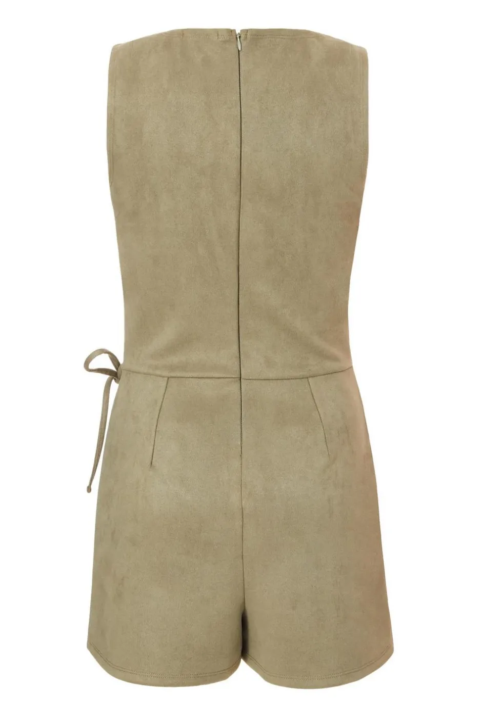 Quiz Faux Suede Playsuit Khaki Hot