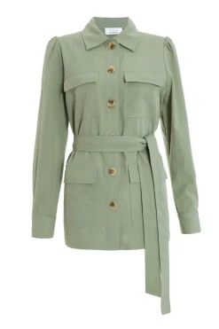 Quiz Khaki Linen Utility Jacket Best