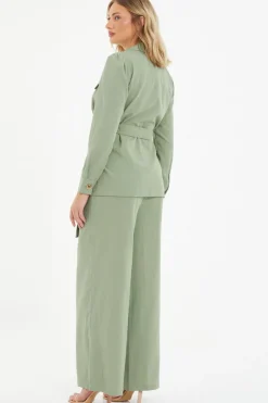 Quiz Khaki Linen Utility Jacket Best