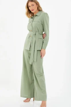 Quiz Khaki Linen Utility Jacket Best