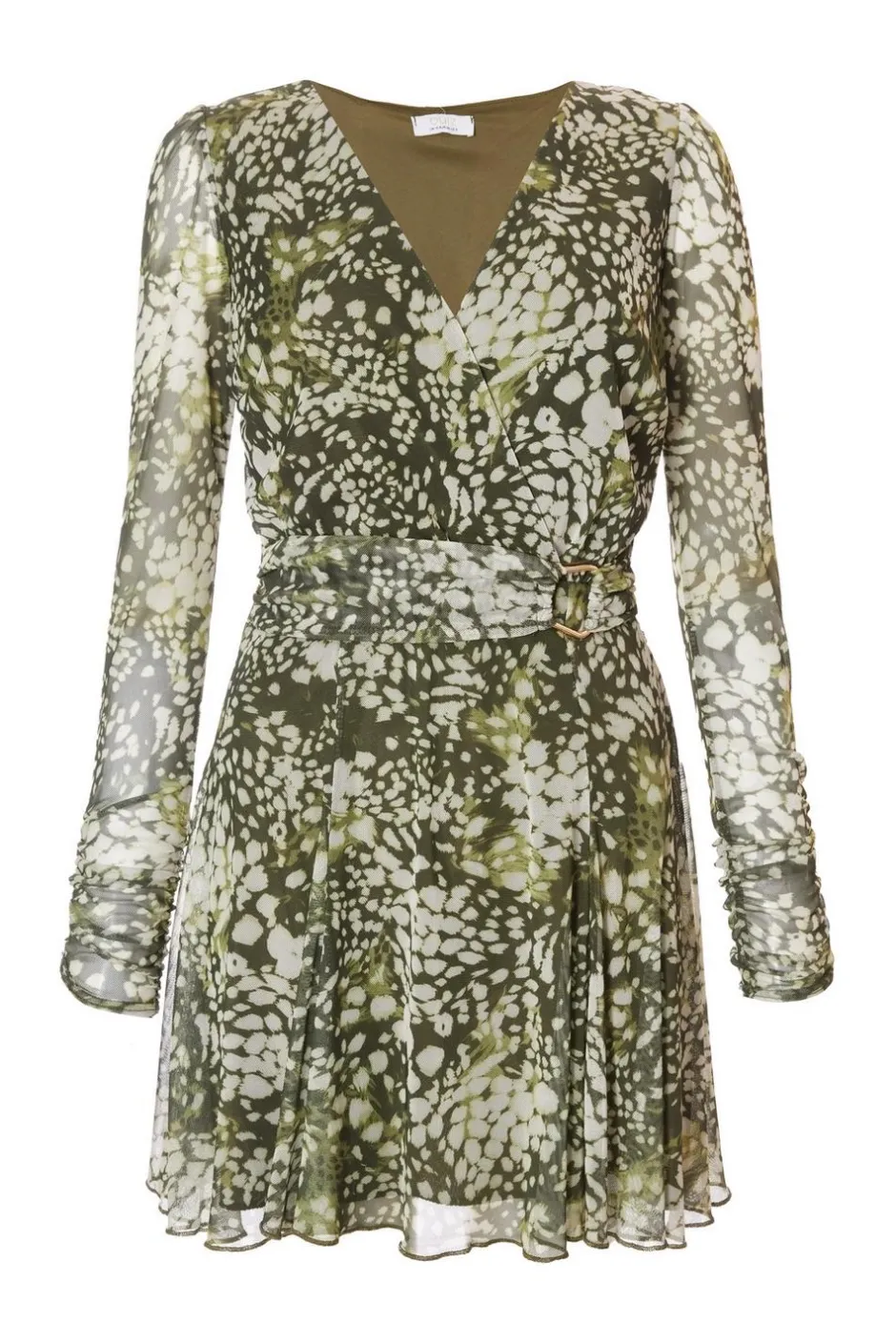 Quiz Khaki Mesh Animal Print Mini Dress Online