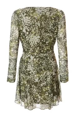 Quiz Khaki Mesh Animal Print Mini Dress Online