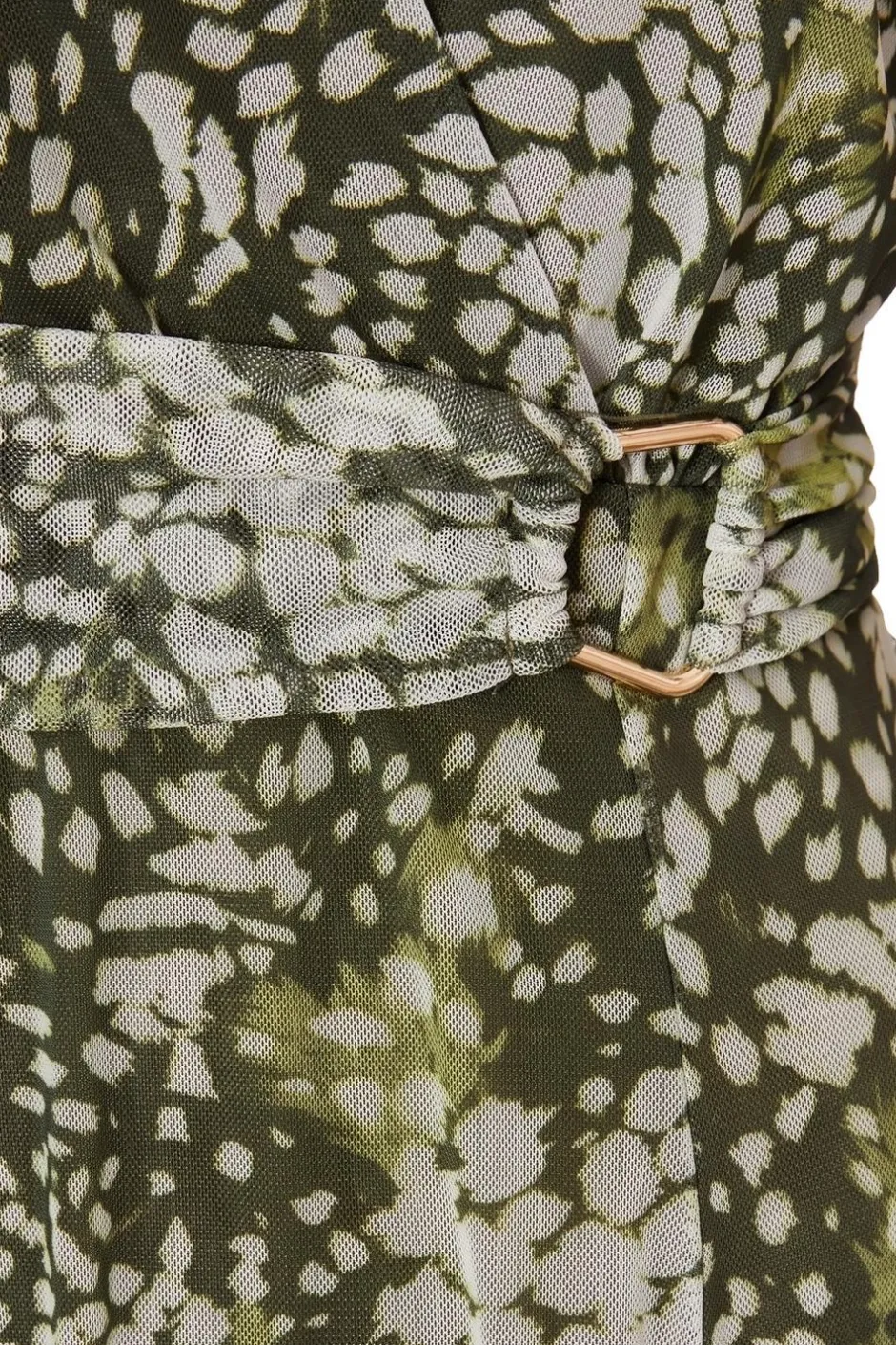 Quiz Khaki Mesh Animal Print Mini Dress Online