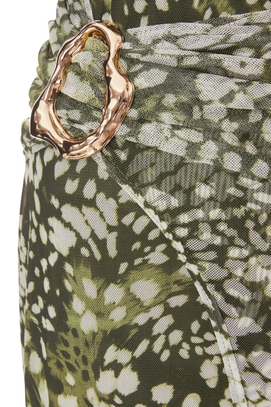 Quiz Khaki Mesh Animal Print Midaxi Dress Online