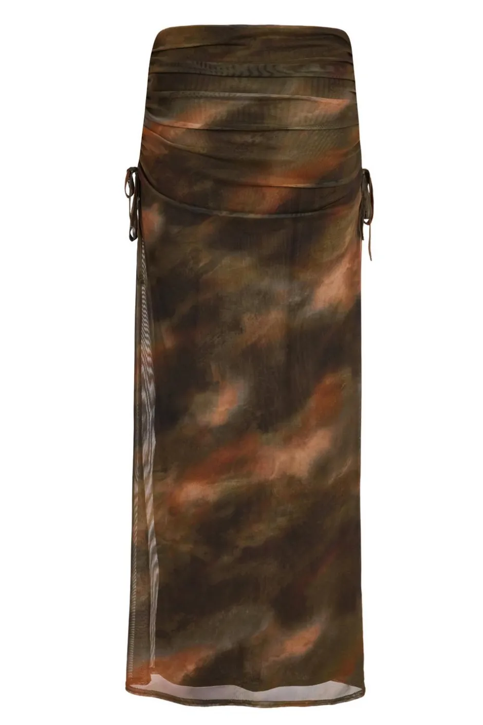 Quiz Khaki Mesh Ruched Midaxi Skirt Sale