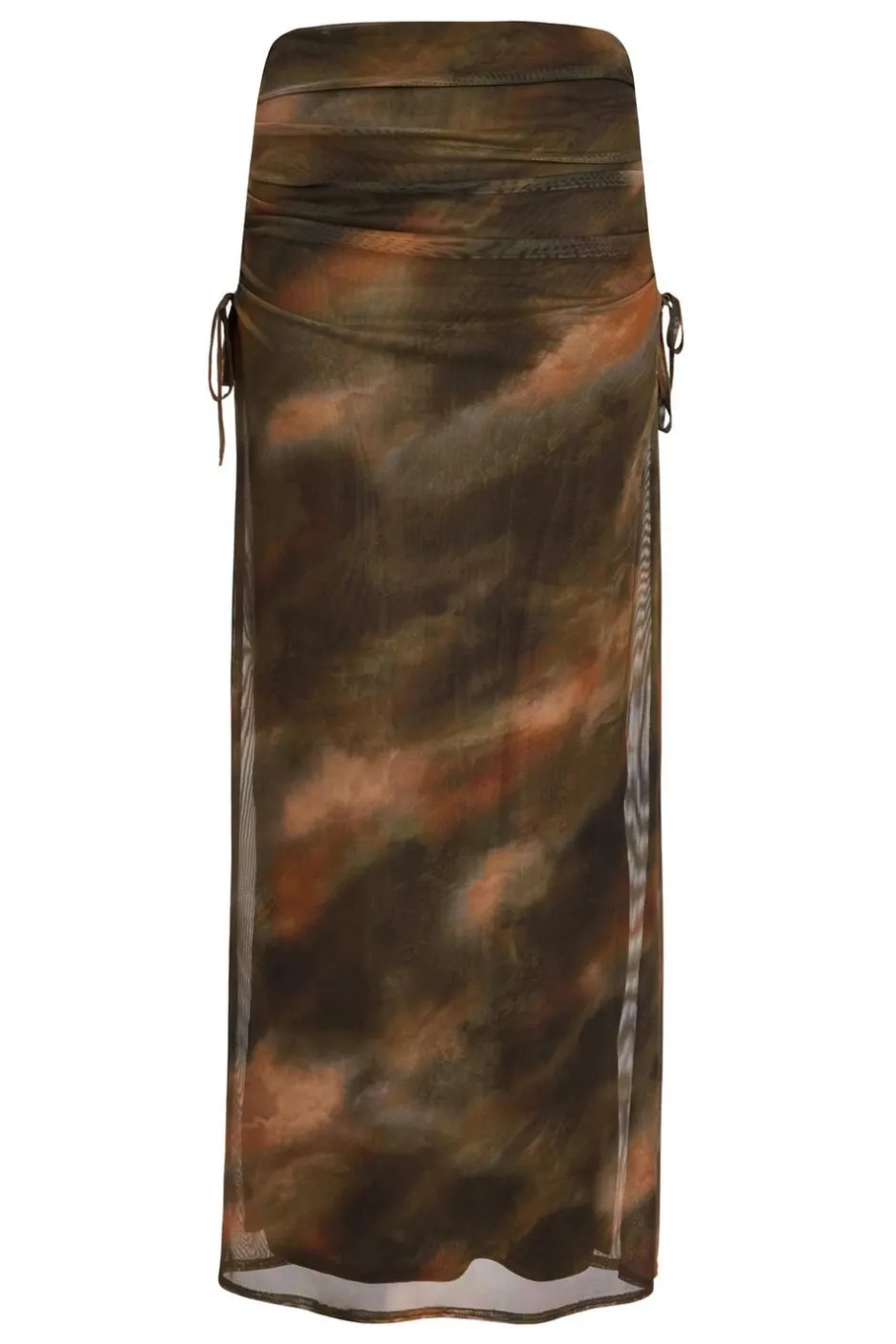 Quiz Khaki Mesh Ruched Midaxi Skirt Sale
