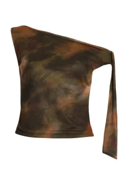 Quiz Khaki Mesh Tie Shoulder Crop Top Hot