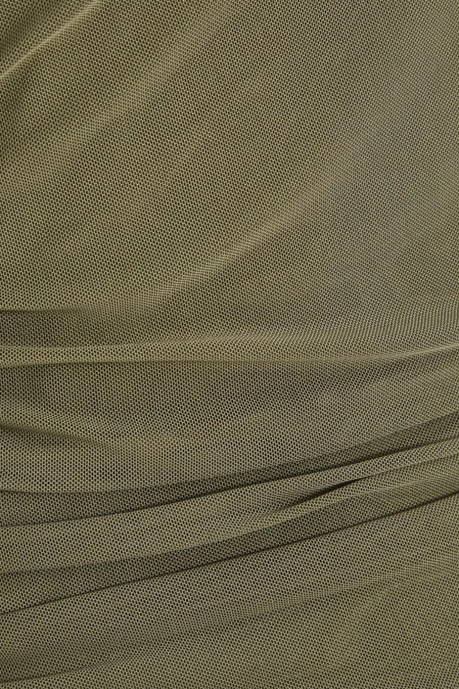 Quiz Khaki Mesh Twist Bardot Midaxi Dress New