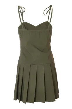 Quiz Khaki Pleated Mini Dress Clearance