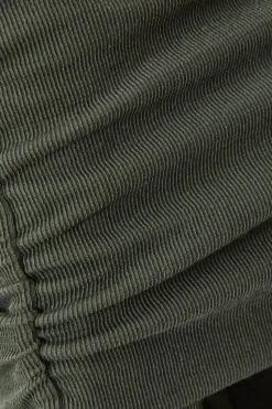 Quiz Khaki Ribbed Bardot Midi Dress Outlet