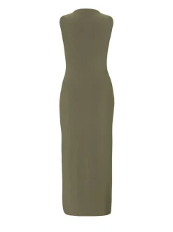 Quiz Ruched Bodycon Midaxi Dress Khaki Discount