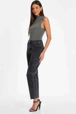 Quiz Khaki Ruched Sleeveless Bodysuit Sale