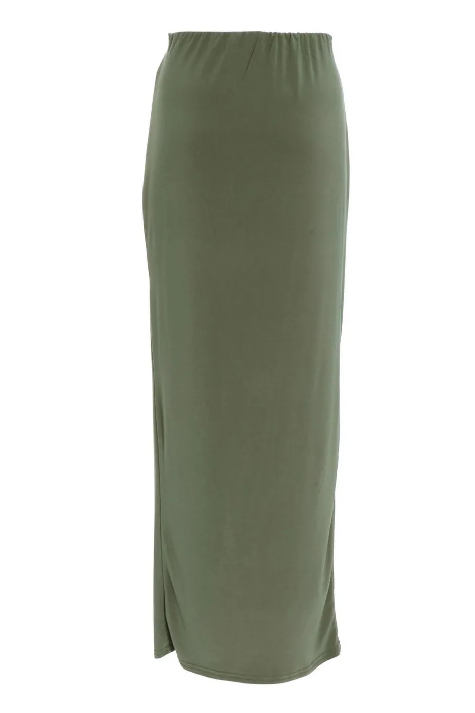 Quiz Ruched Split Maxi Skirt Khaki Clearance