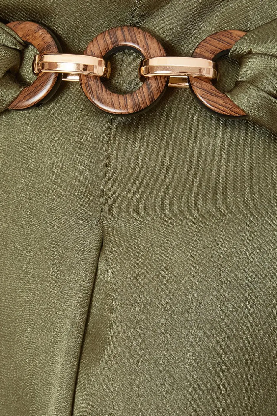 Quiz Khaki Satin Palazzo Trousers Clearance