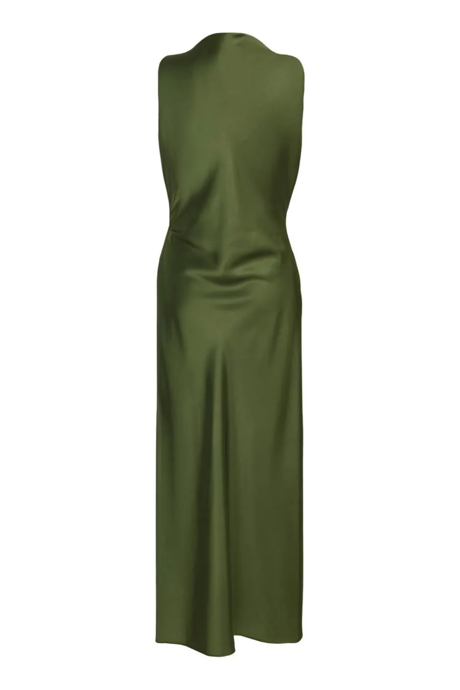 Quiz Satin Ruched Midi Dress Khaki Hot