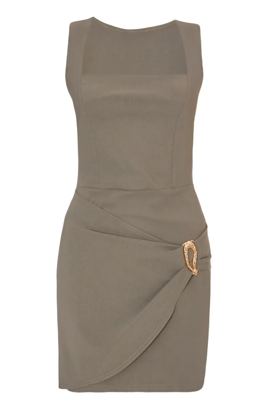 Quiz Khaki Square Neck Mini Dress Hot