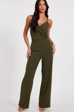 Quiz Khaki Strappy Buckle Detail Jumpsuit Online