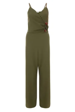 Quiz Khaki Strappy Buckle Detail Jumpsuit Online
