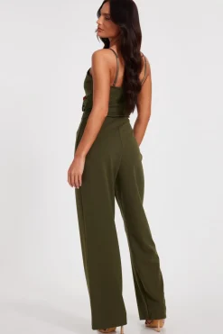 Quiz Khaki Strappy Buckle Detail Jumpsuit Online