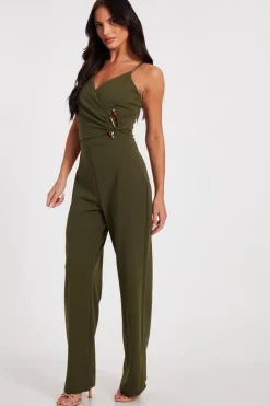 Quiz Khaki Strappy Buckle Detail Jumpsuit Online