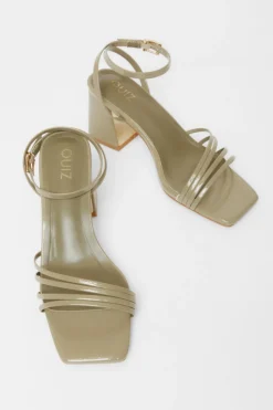 Quiz Strappy Heels Khaki Sale