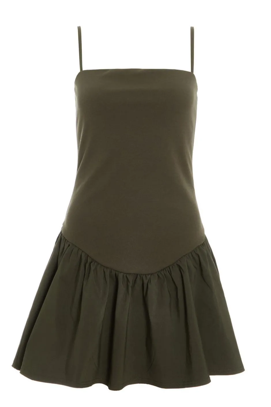 Quiz Khaki Strappy Puff Ball Skater Dress Outlet