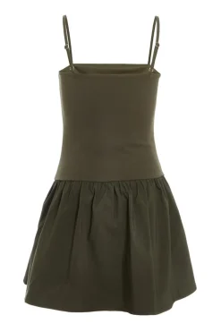 Quiz Khaki Strappy Puff Ball Skater Dress Outlet