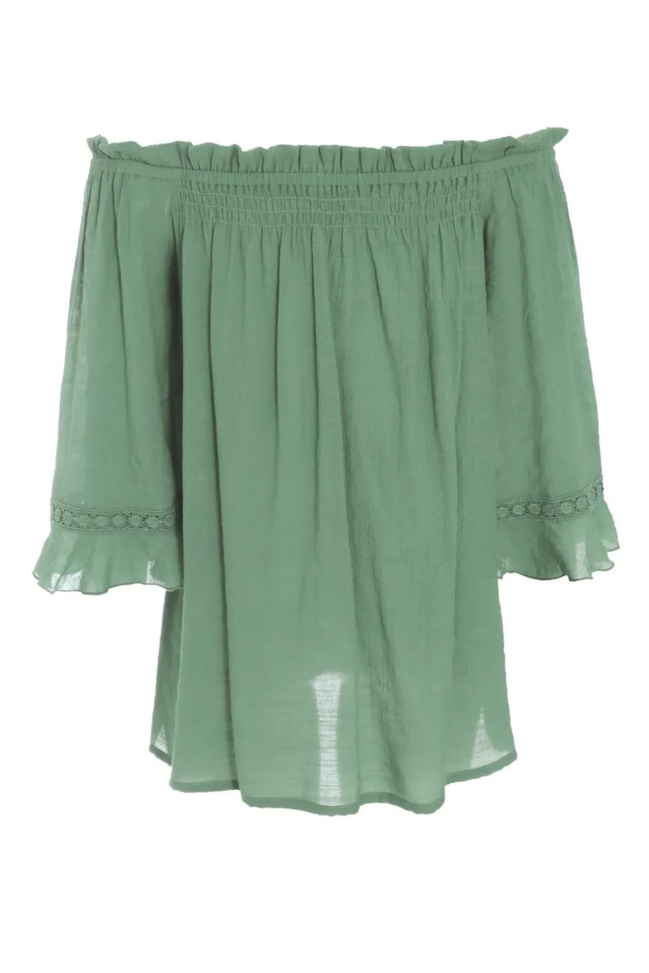 Quiz Khaki Textured Bardot Top Discount