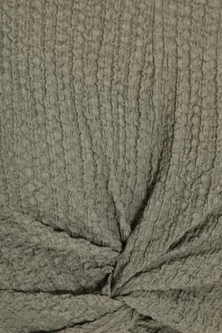 Quiz Textured Knot Front Crop Top Khaki Hot