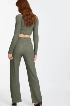Quiz Khaki Textured Palazzo Trousers Hot