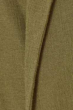 Quiz Textured Ruched Sleeve Blazer Khaki Sale