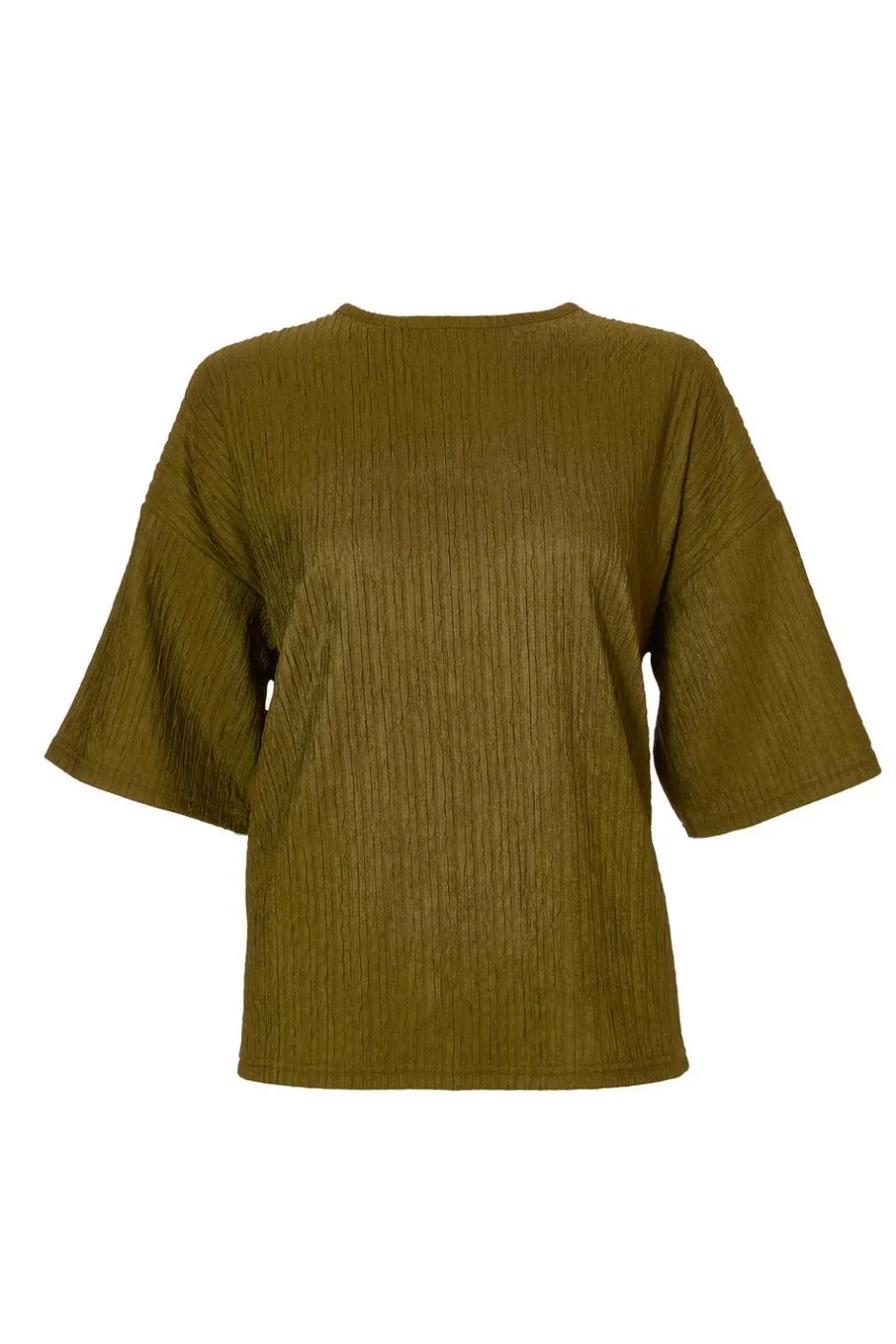 Quiz Textured T-Shirt Khaki