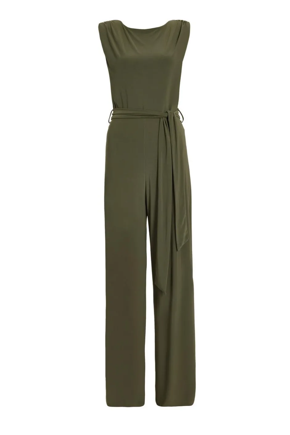 Quiz Tie Waist Jumpsuit Khaki Sale
