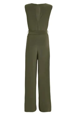 Quiz Tie Waist Jumpsuit Khaki Sale