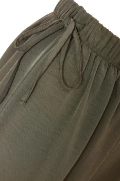 Quiz Tie Waist Palazzo Trousers Khaki Clearance