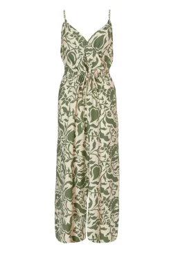 Quiz Khaki Tropical Print Jumpsuit Hot